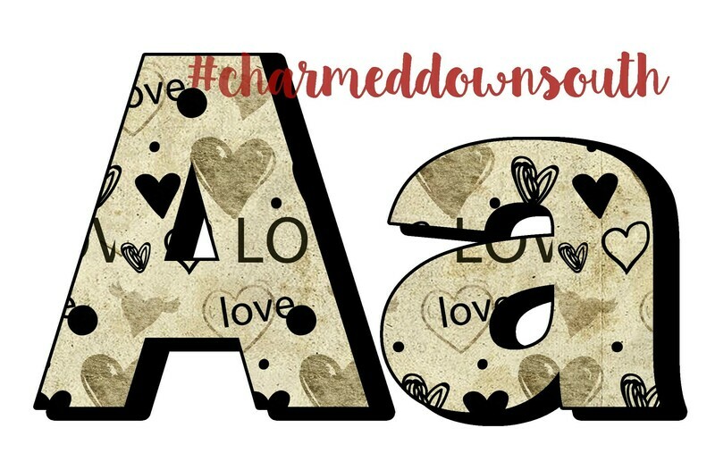 Black and Gold Valentine Block Offset Font