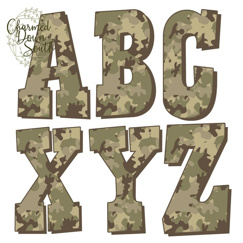 Desert Camouflage Block Offset Font Set Digital Download