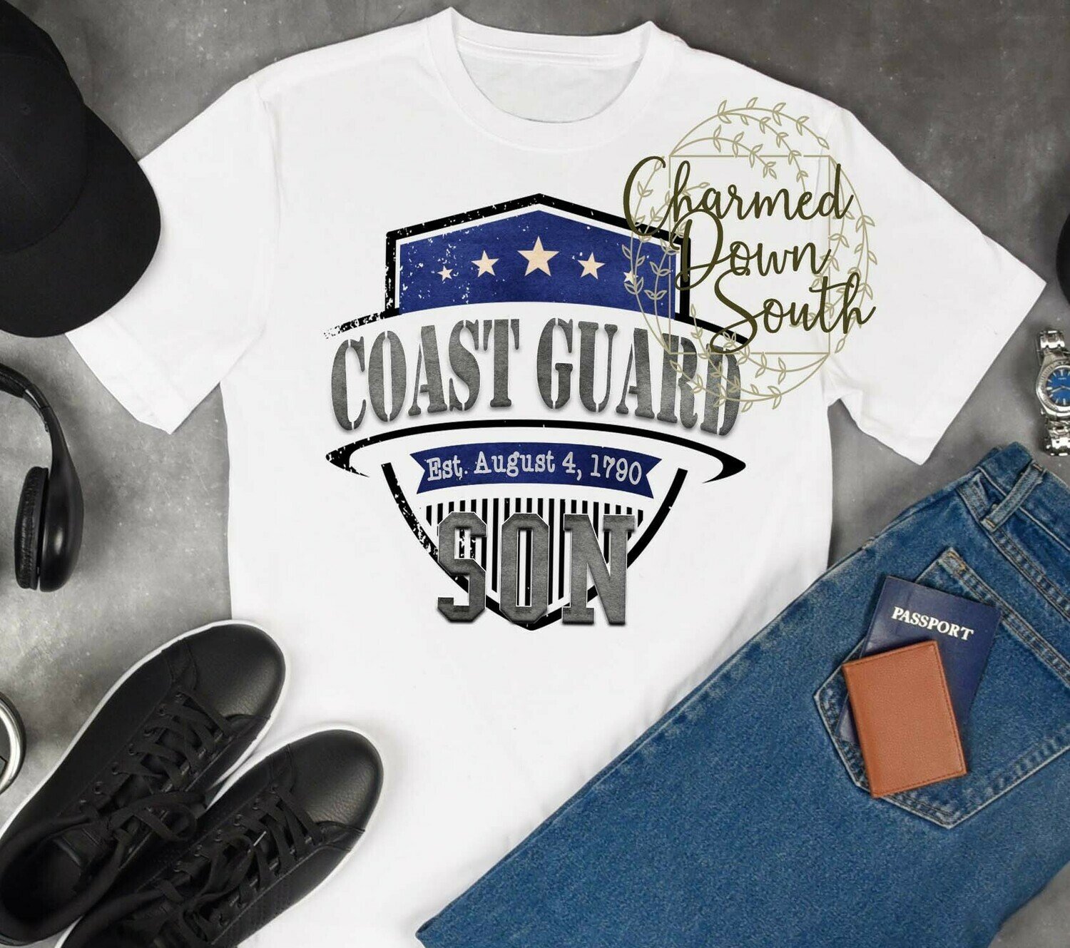 Coast Guard Watercolor Badge Digital Design Bundle