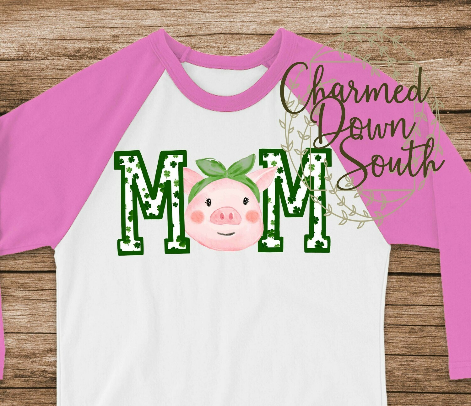 Green clover pig MOM Digital Design