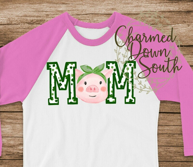 Green clover pig MOM Digital Design