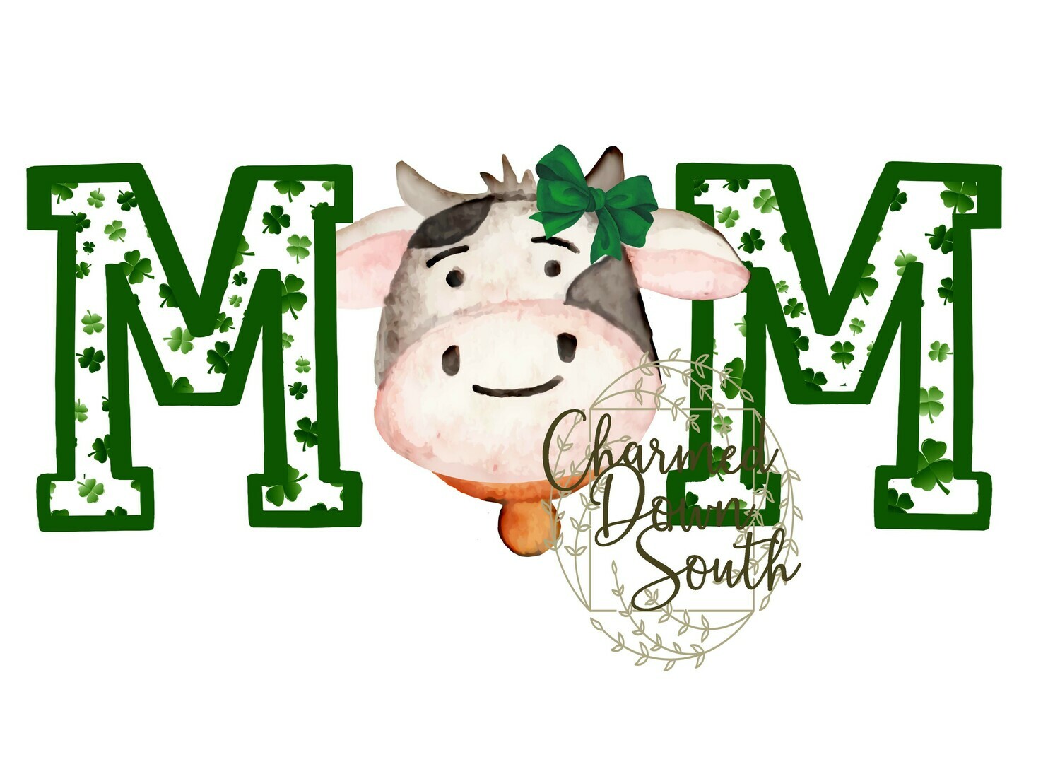 Green clover cow MOM Digital Design