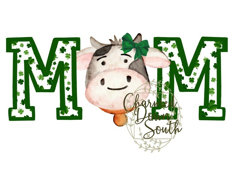 Green clover cow MOM Digital Design