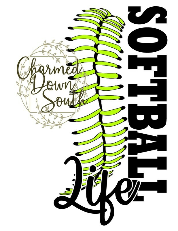 Softball Life Green Stitches digital design