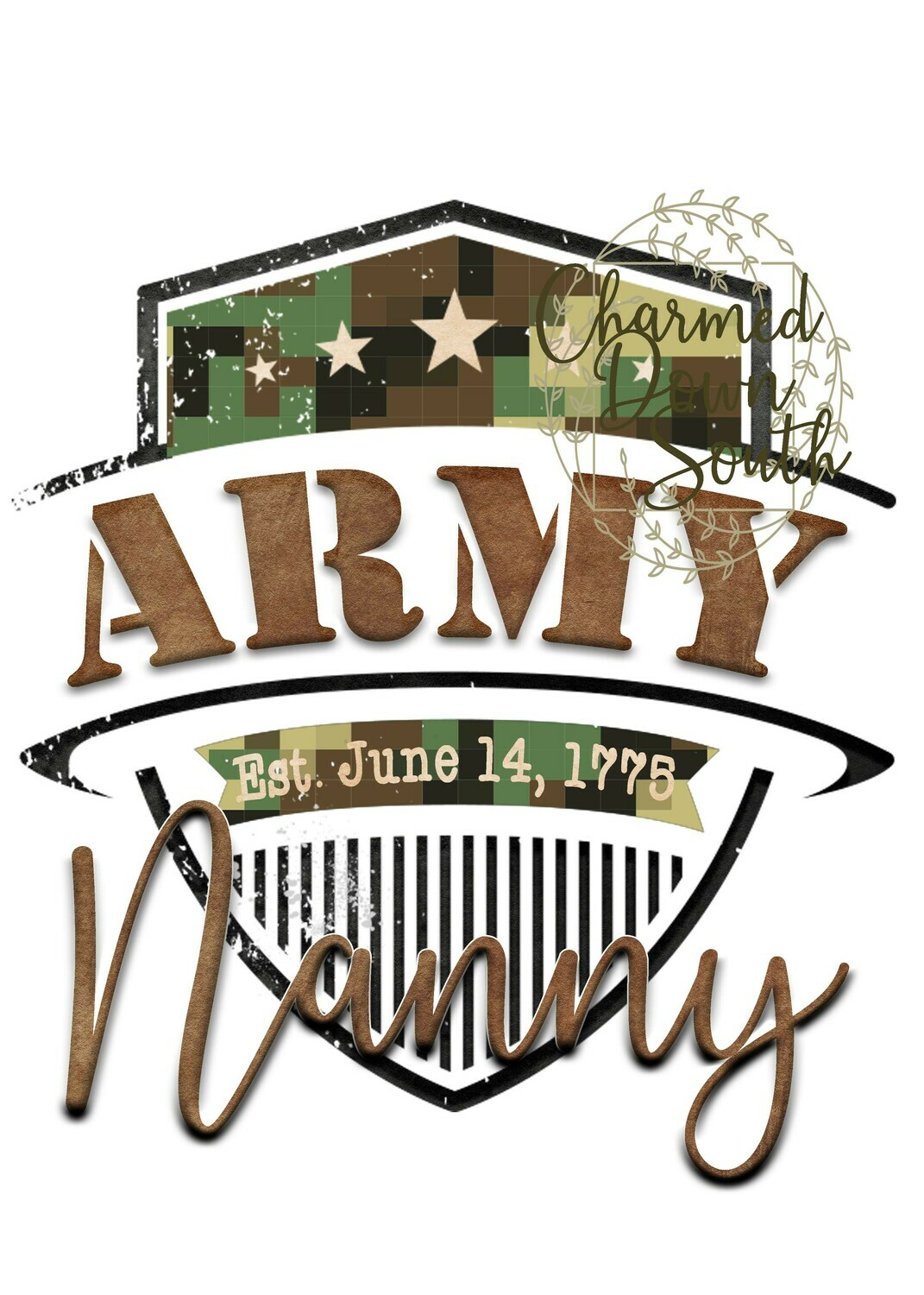 Army Watercolor Badge Nanny Digital Design