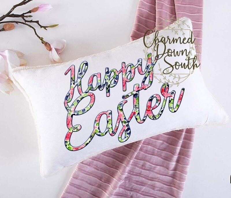 Pink and blue floral Happy Easter Digital Design