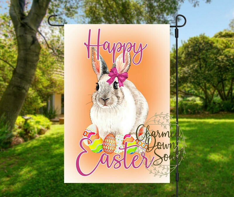 Watercolor Easter Bunny with bright eggs Digital Design