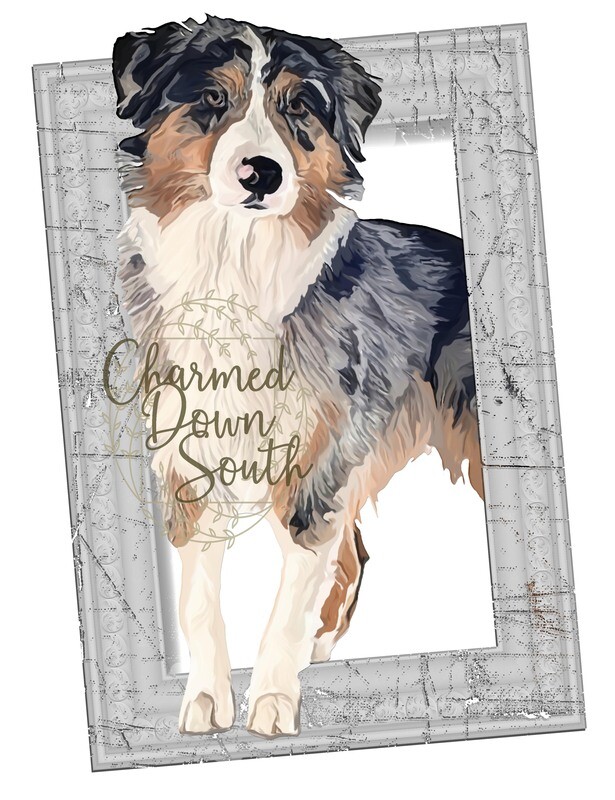 Aussie Dog Portrait Rescued and Blank Digital Design (2 PNG files)