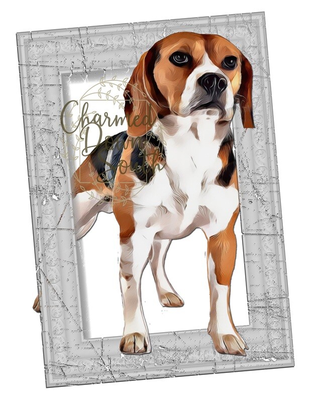 Beagle Dog Portrait Rescued and Blank Digital Design (2 PNG files)