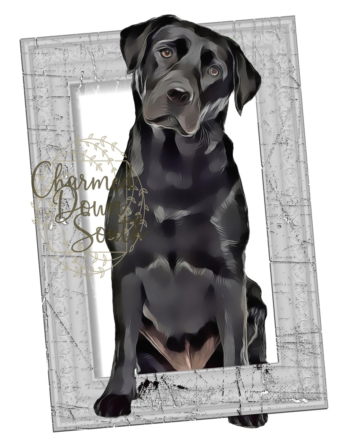 Black Lab Dog Portrait Rescued and Blank Digital Design (2 PNG files)