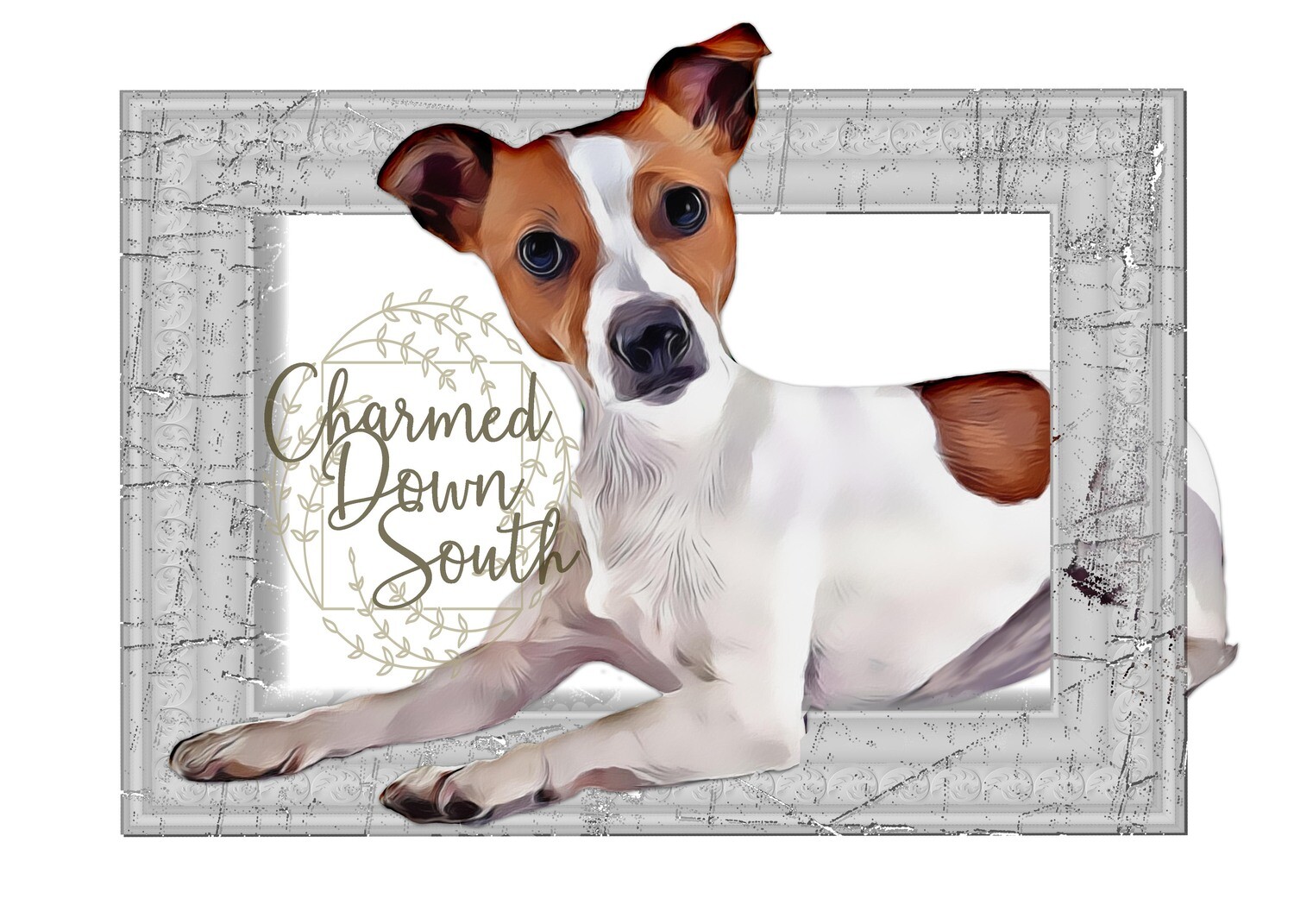 Jack Russell Dog Portrait Rescued and Blank Digital Design (2 PNG files)