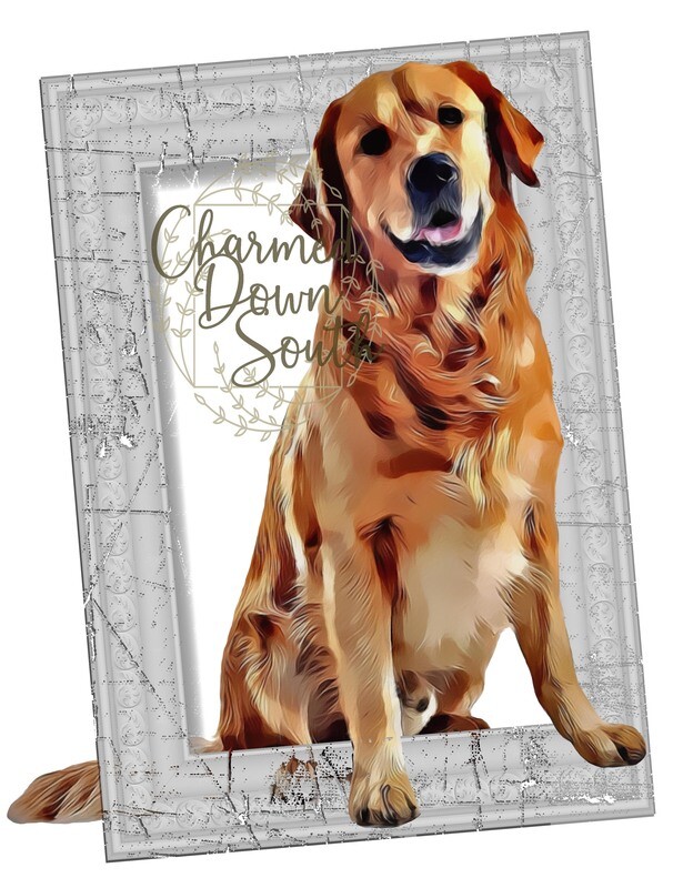 Golden Retriever Shepherd Dog Portrait Rescued and Blank Digital Design (2 PNG files)