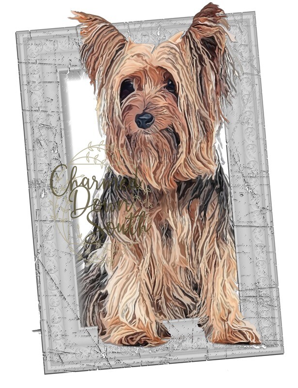Yorkie Dog Portrait Rescued and Blank Digital Design (2 PNG files)
