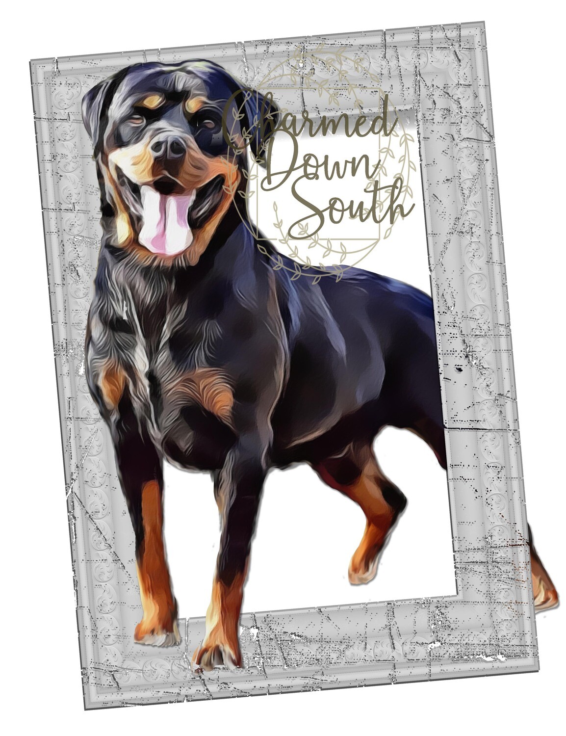 Rottie Dog Portrait Rescued and Blank Digital Design (2 PNG files)