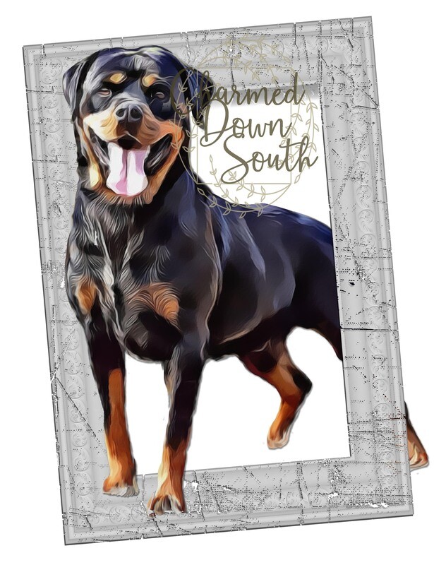 Rottie Dog Portrait Rescued and Blank Digital Design (2 PNG files)