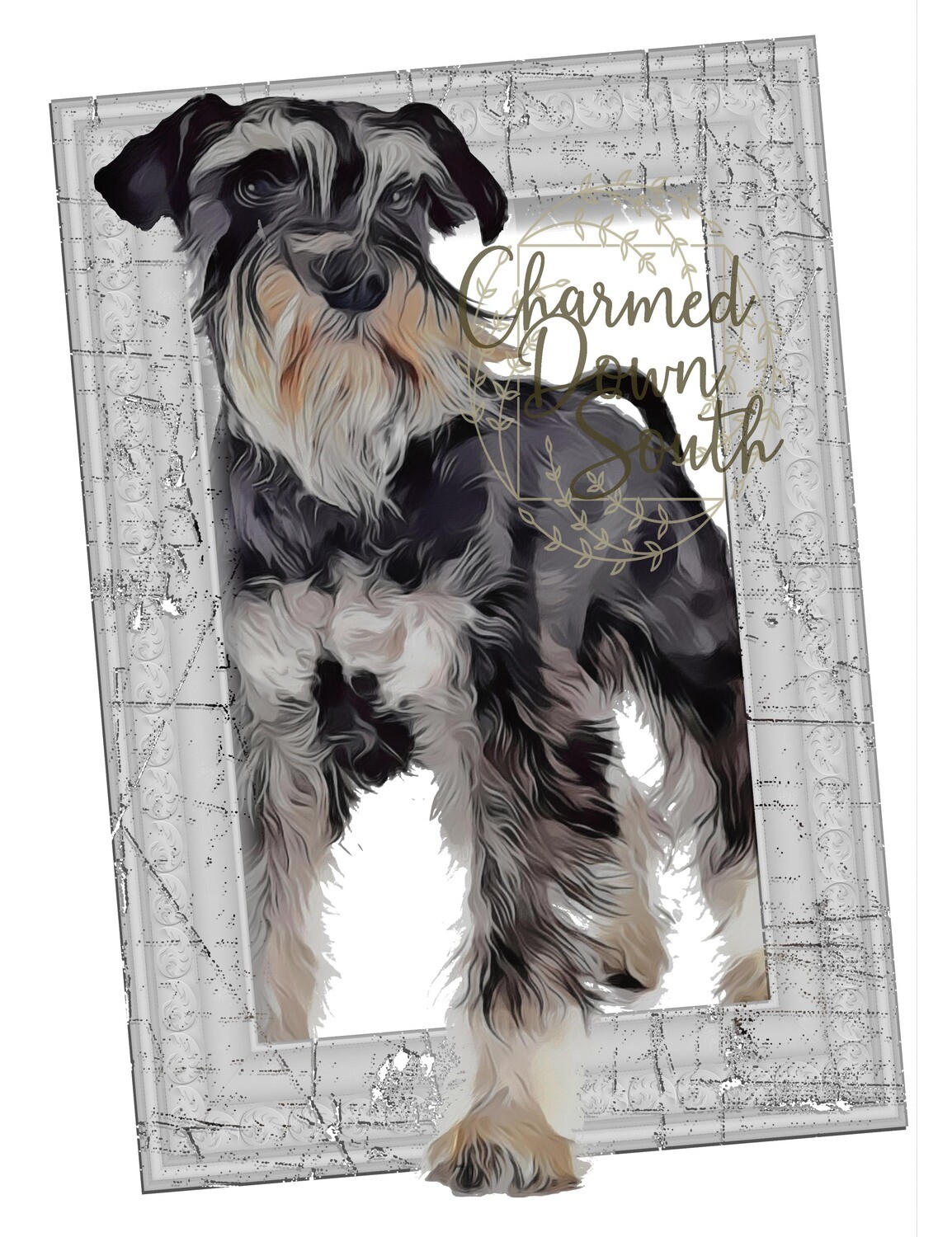Schnauzer Dog Portrait Rescued and Blank Digital Design (2 PNG files)