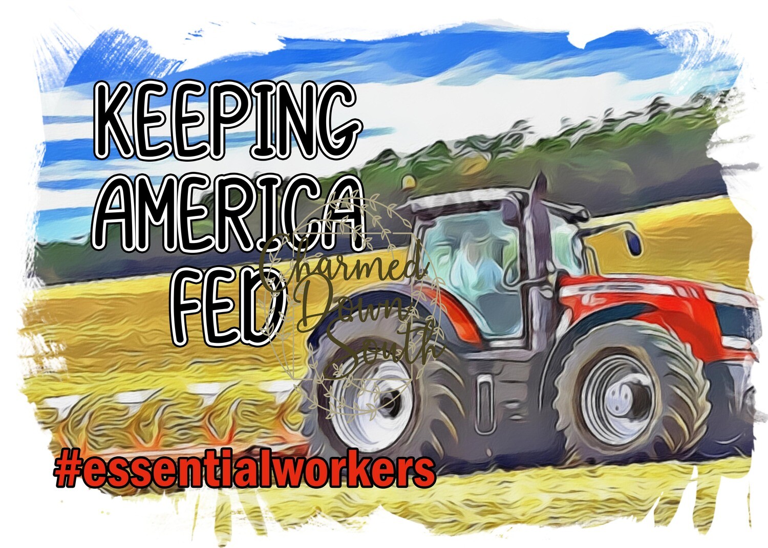 Essential workers Farmer Red Tractor Digital Design