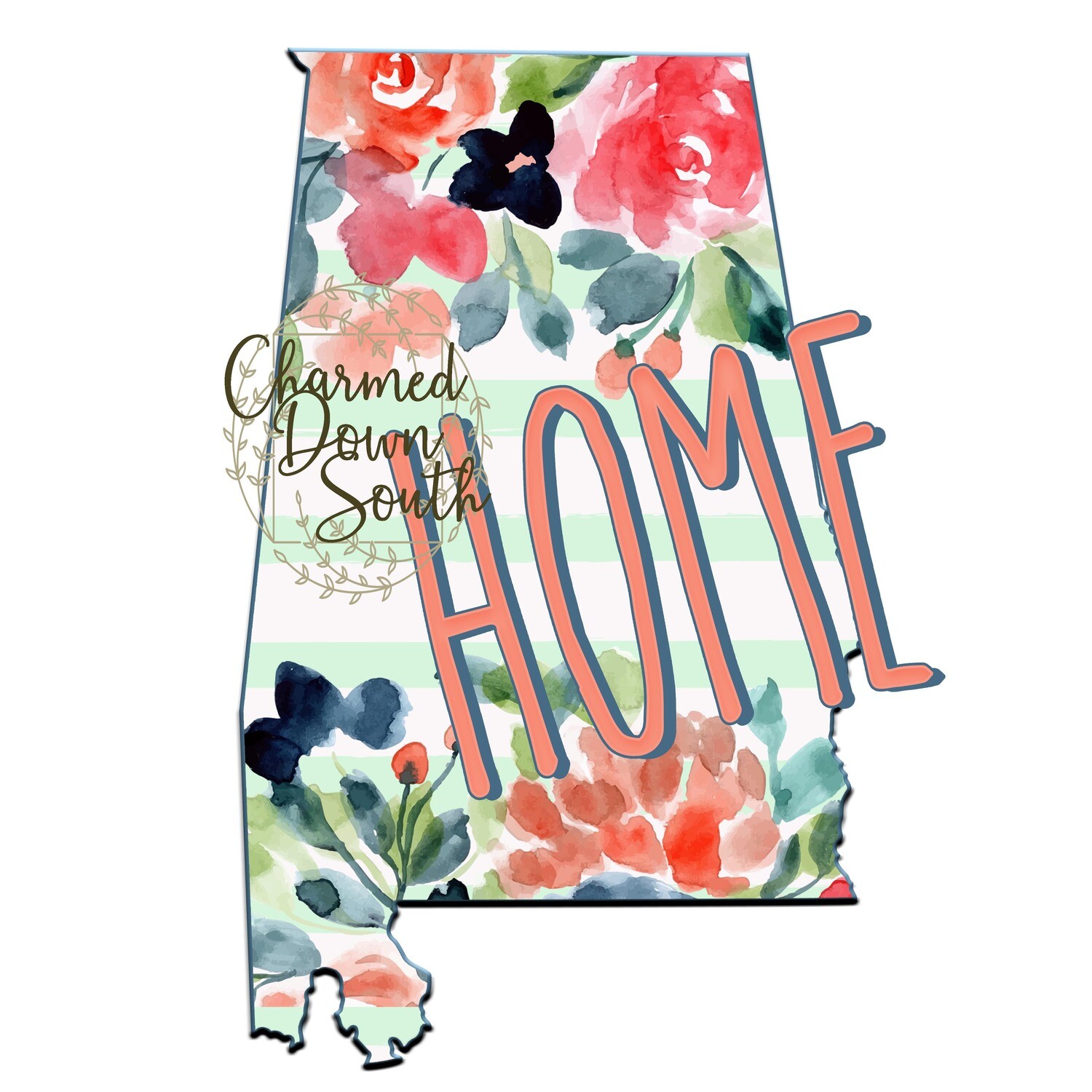 Preppy Floral Alabama Home Digital Design