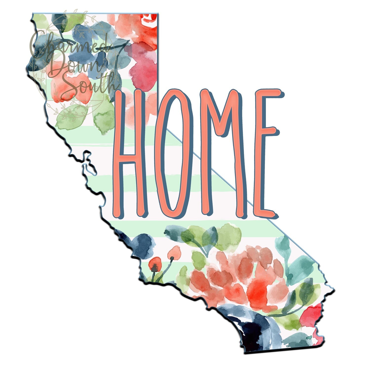 Preppy Floral California Home Digital Design