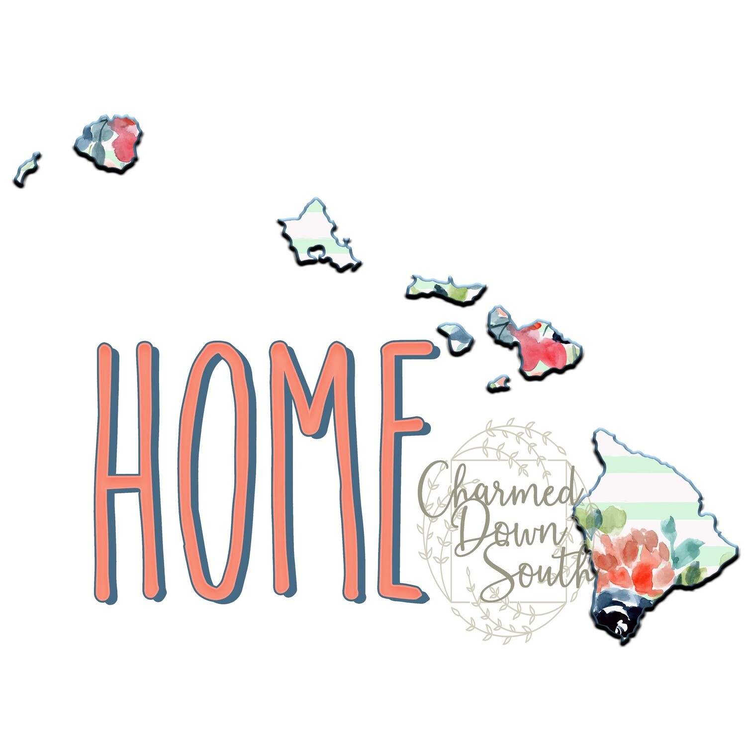 Preppy Floral Hawaii Home Digital Design