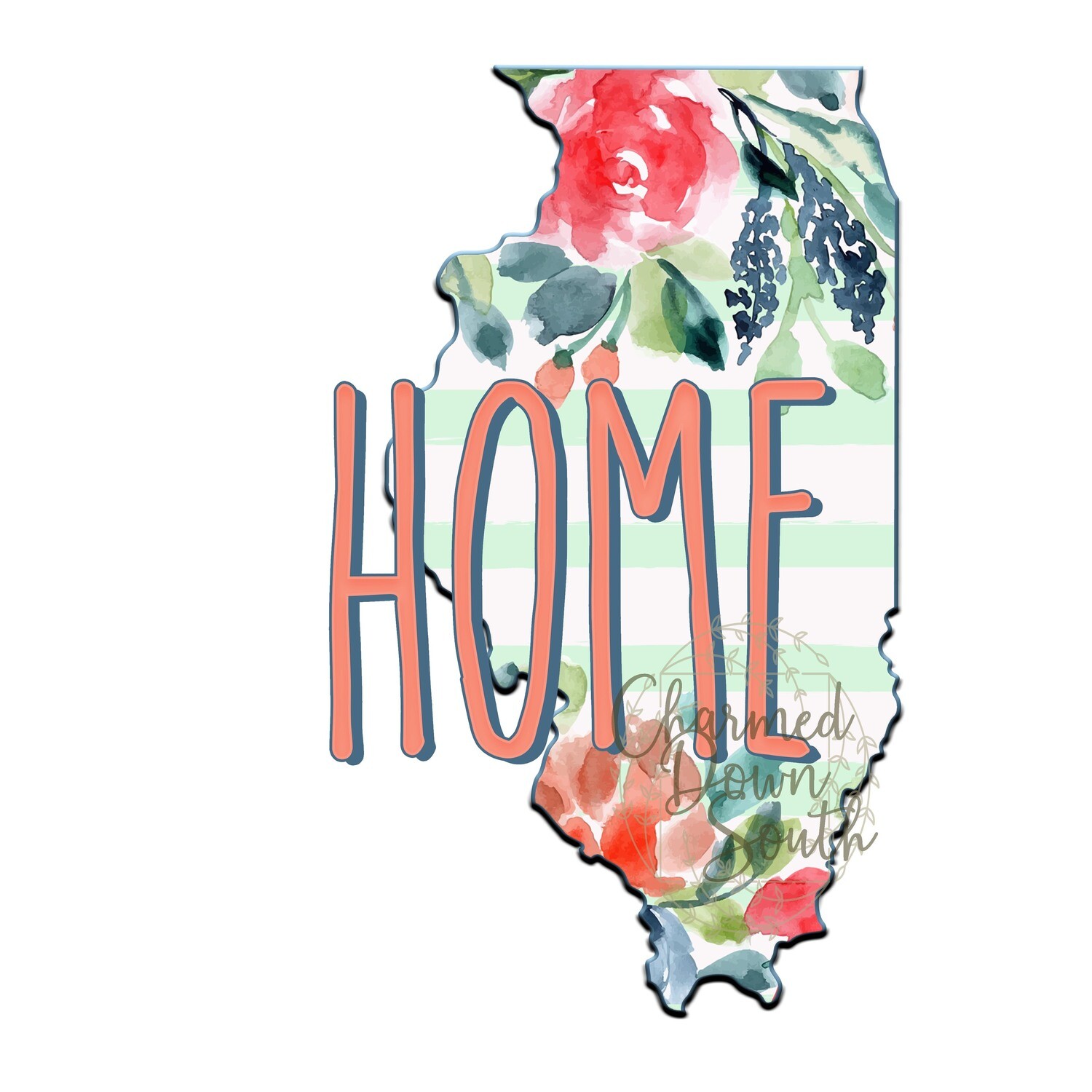 Preppy Floral Illinois Home Digital Design
