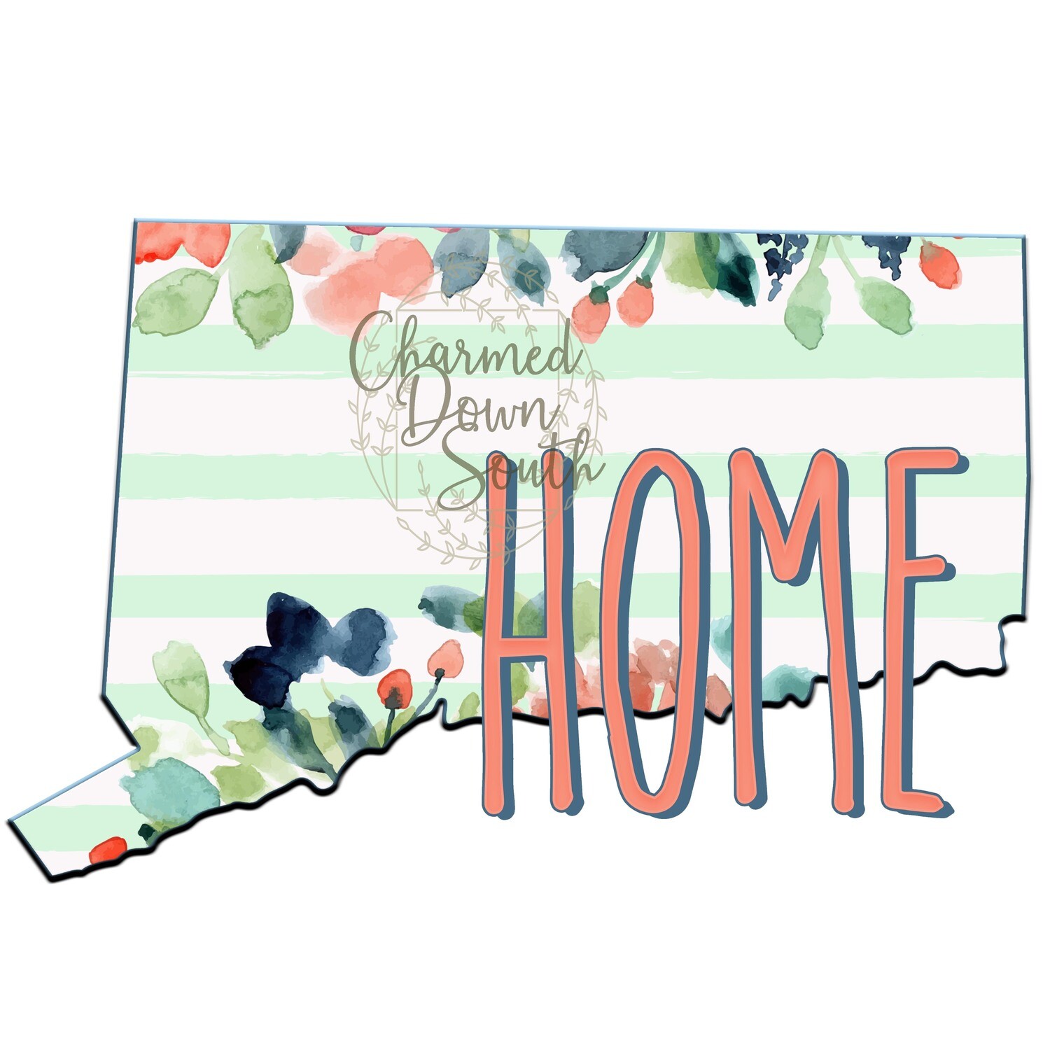 Preppy Floral Connecticut Home Digital Design
