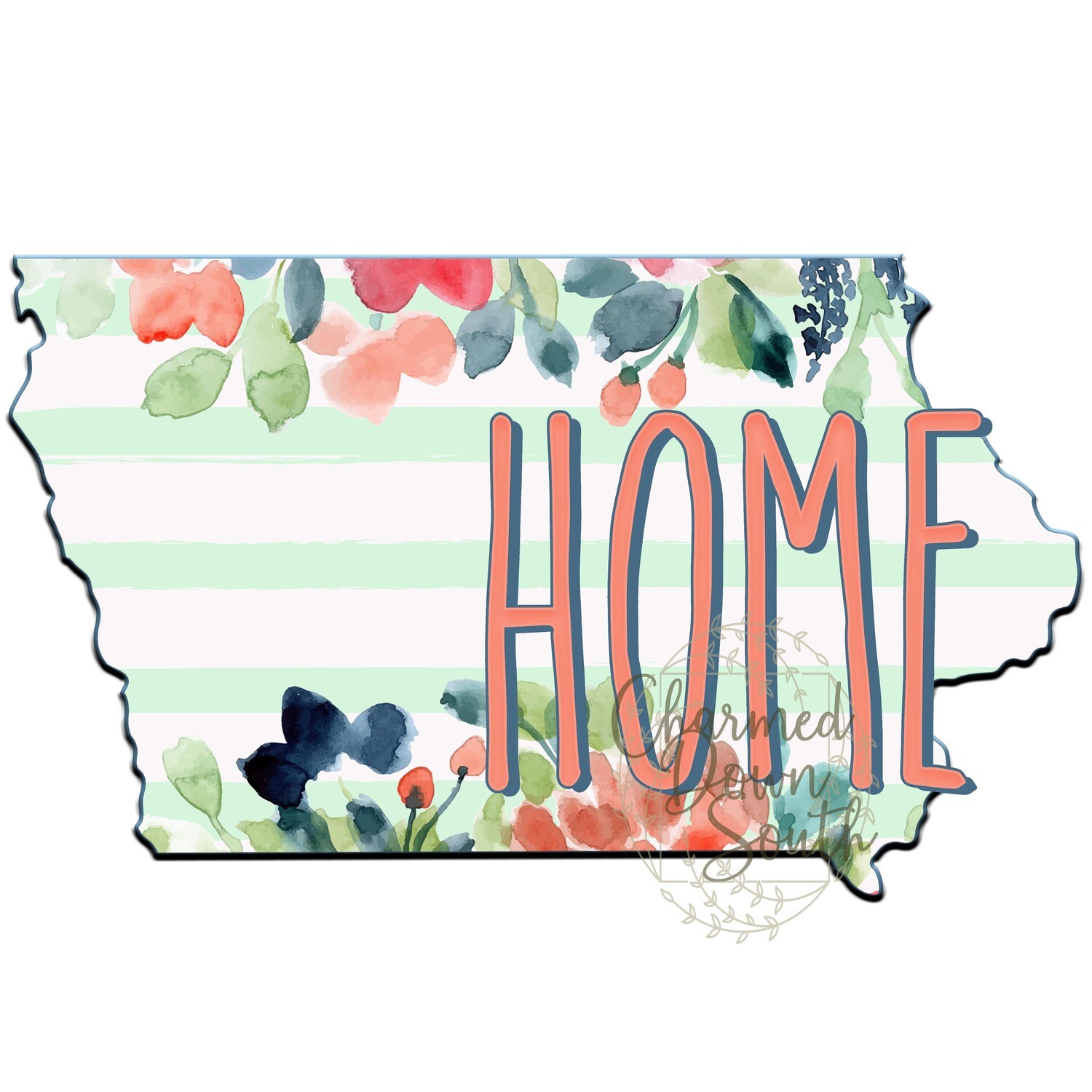 Preppy Floral Iowa Home Digital Design