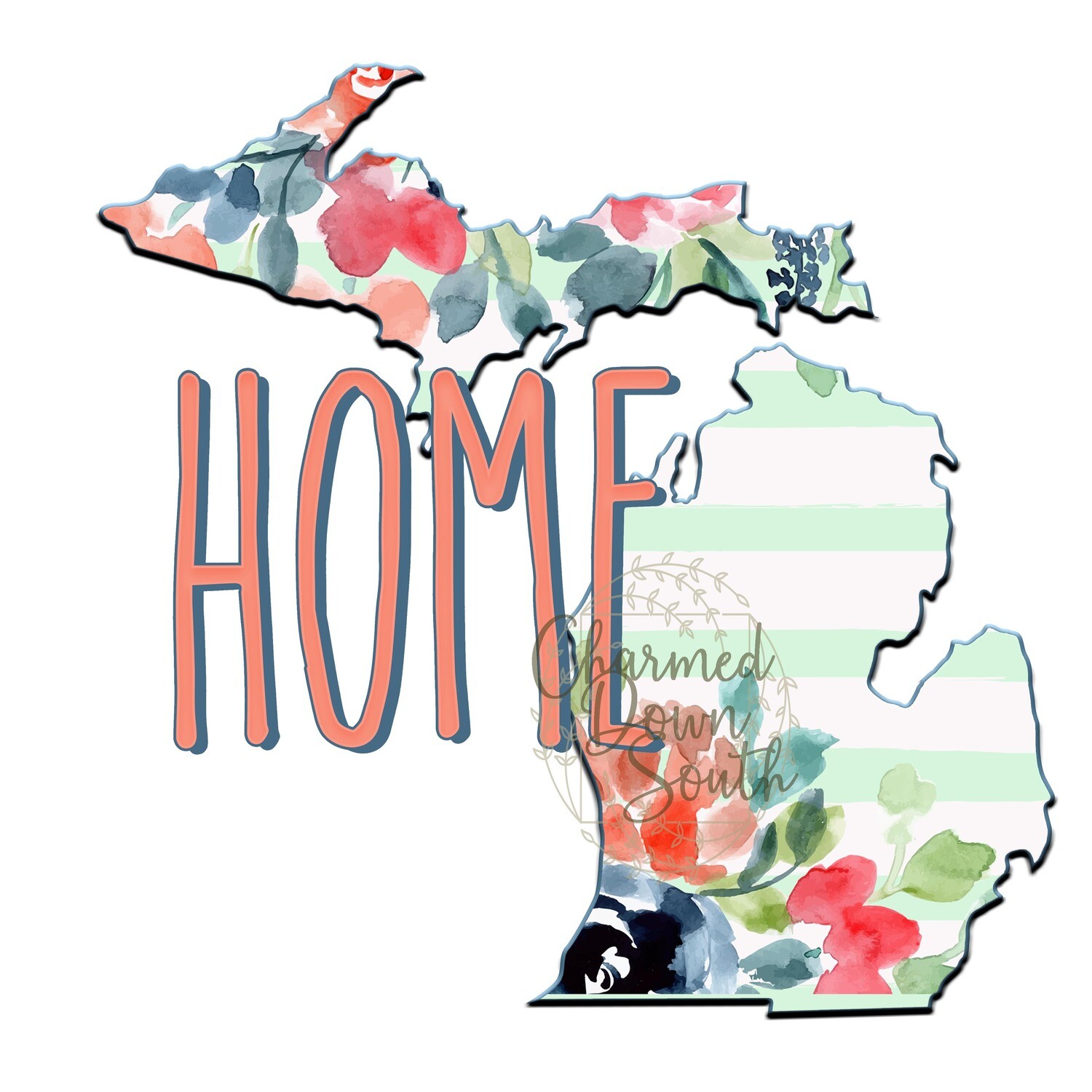 Preppy Floral Michigan Home Digital Design