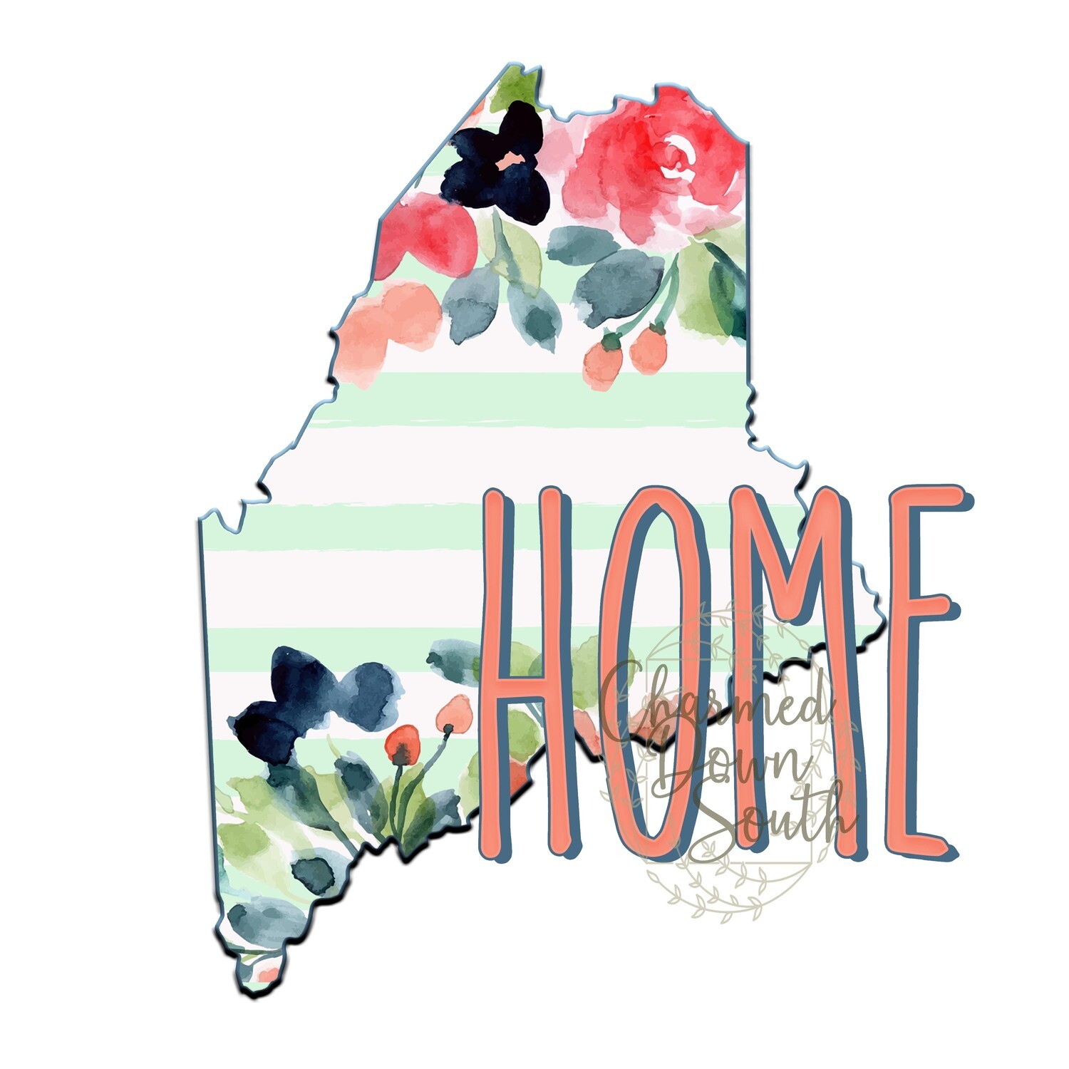 Preppy Floral Maine Home Digital Design