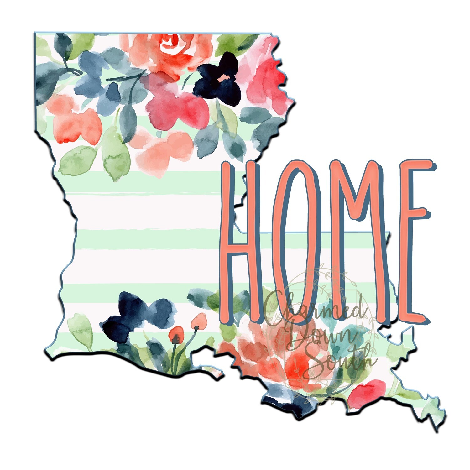 Preppy Floral Louisiana Home Digital Design