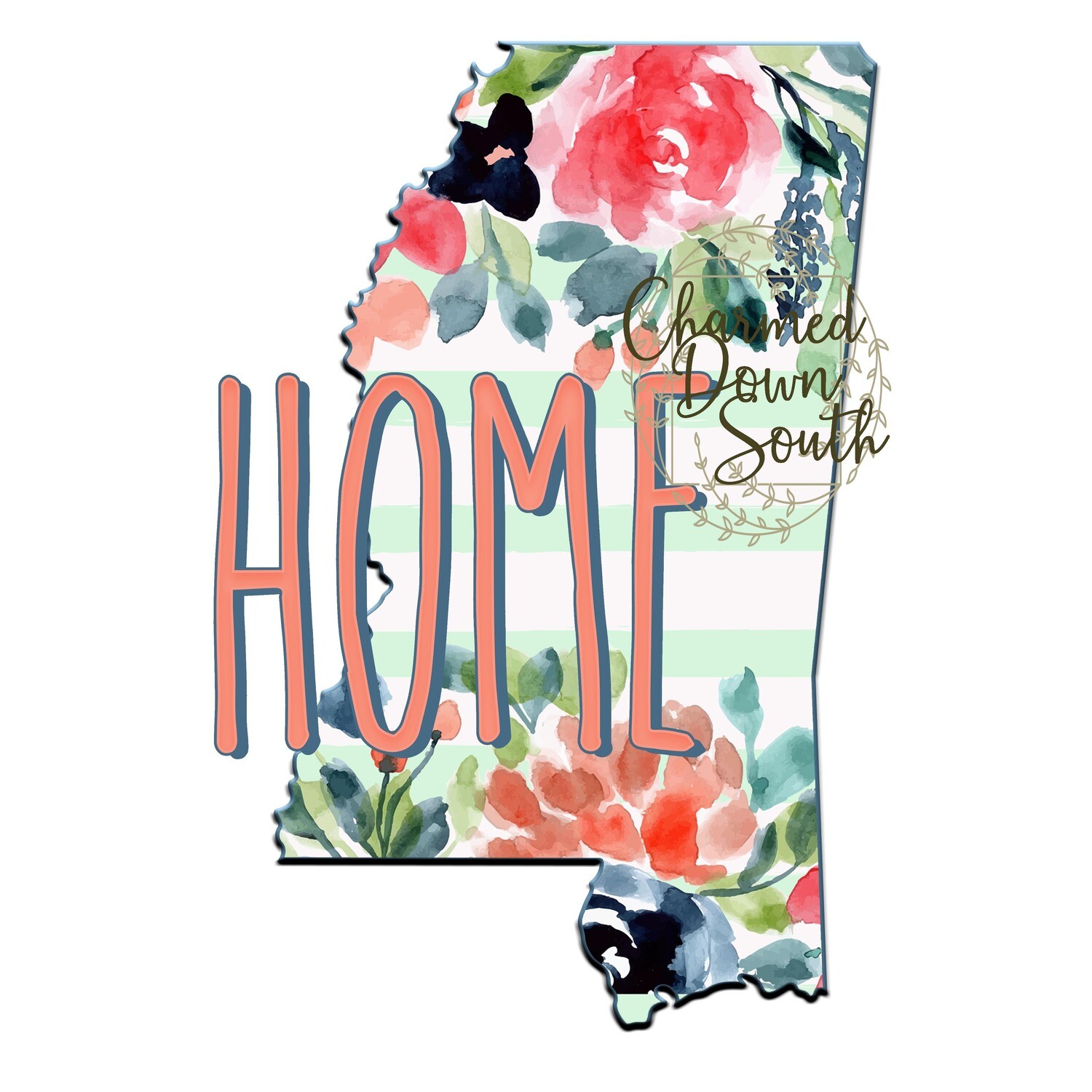 Preppy Floral Mississippi Home Digital Design