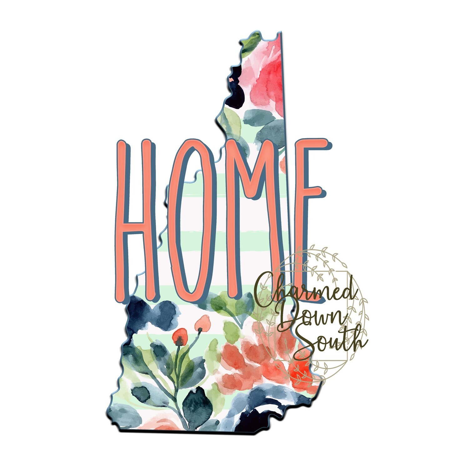 Preppy Floral New Hampshire Home Digital Design