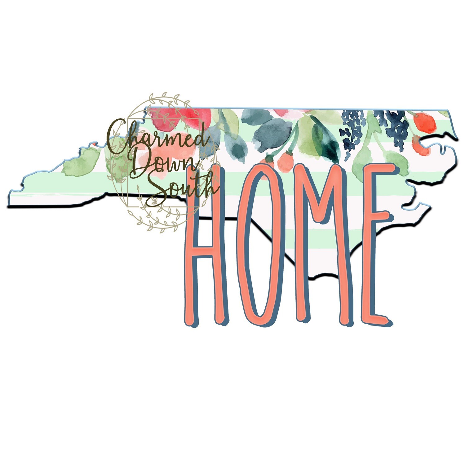 Preppy Floral North Carolina Home Digital Design