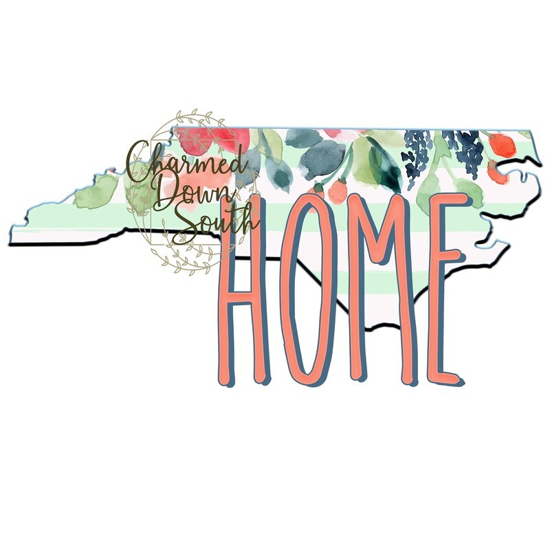 Preppy Floral North Carolina Home Digital Design