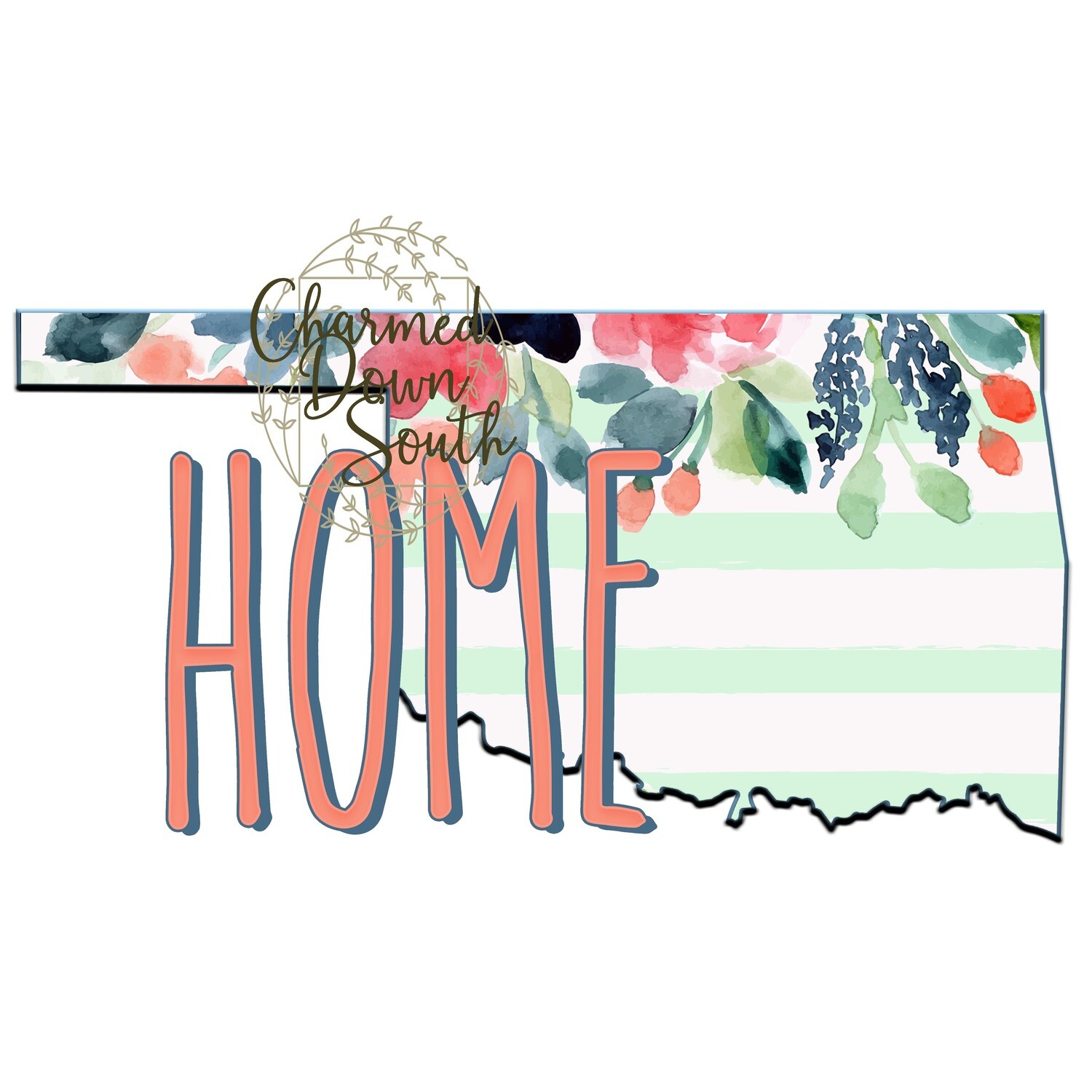 Preppy Floral Oklahoma Home Digital Design