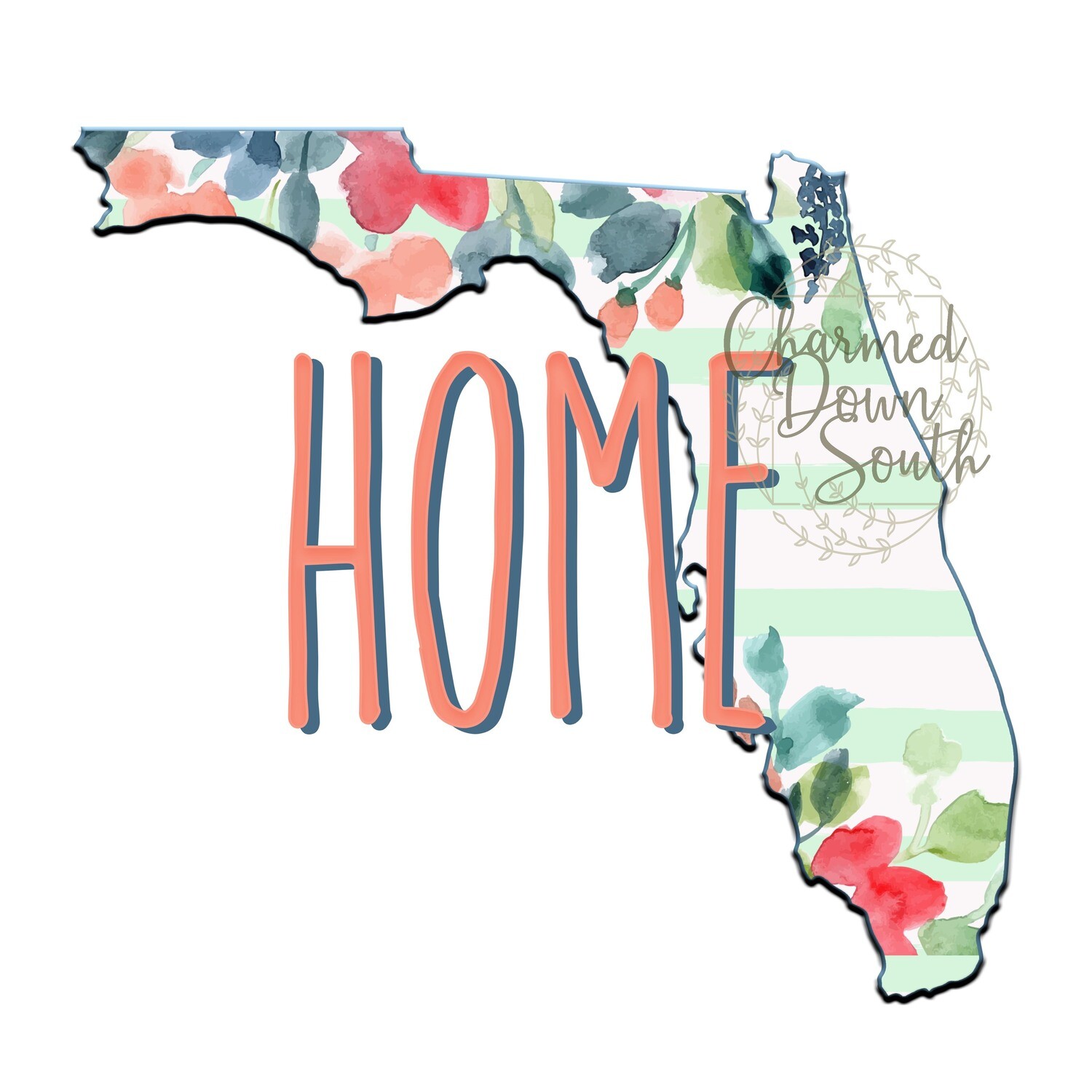 Preppy Floral Florida Home Digital Design