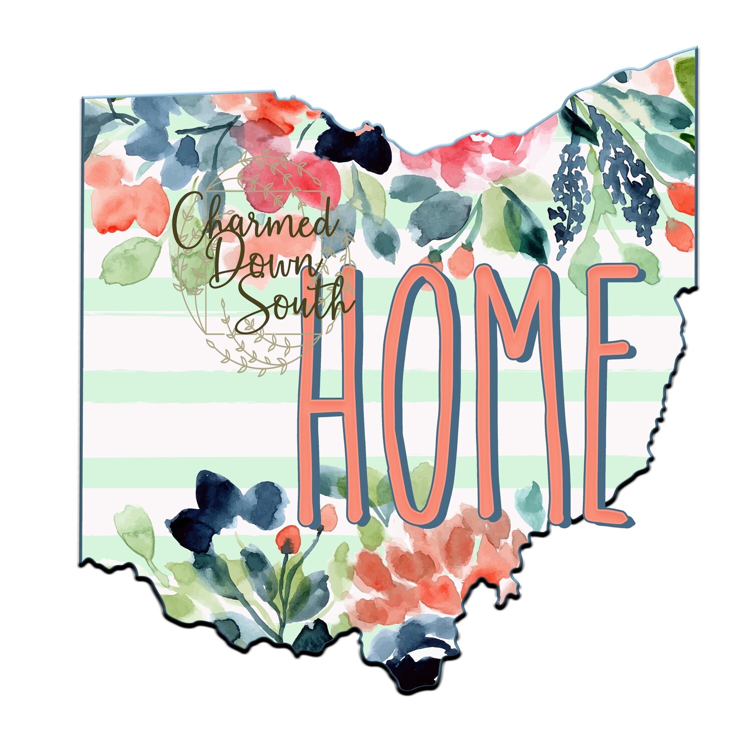 Preppy Floral Ohio Home Digital Design