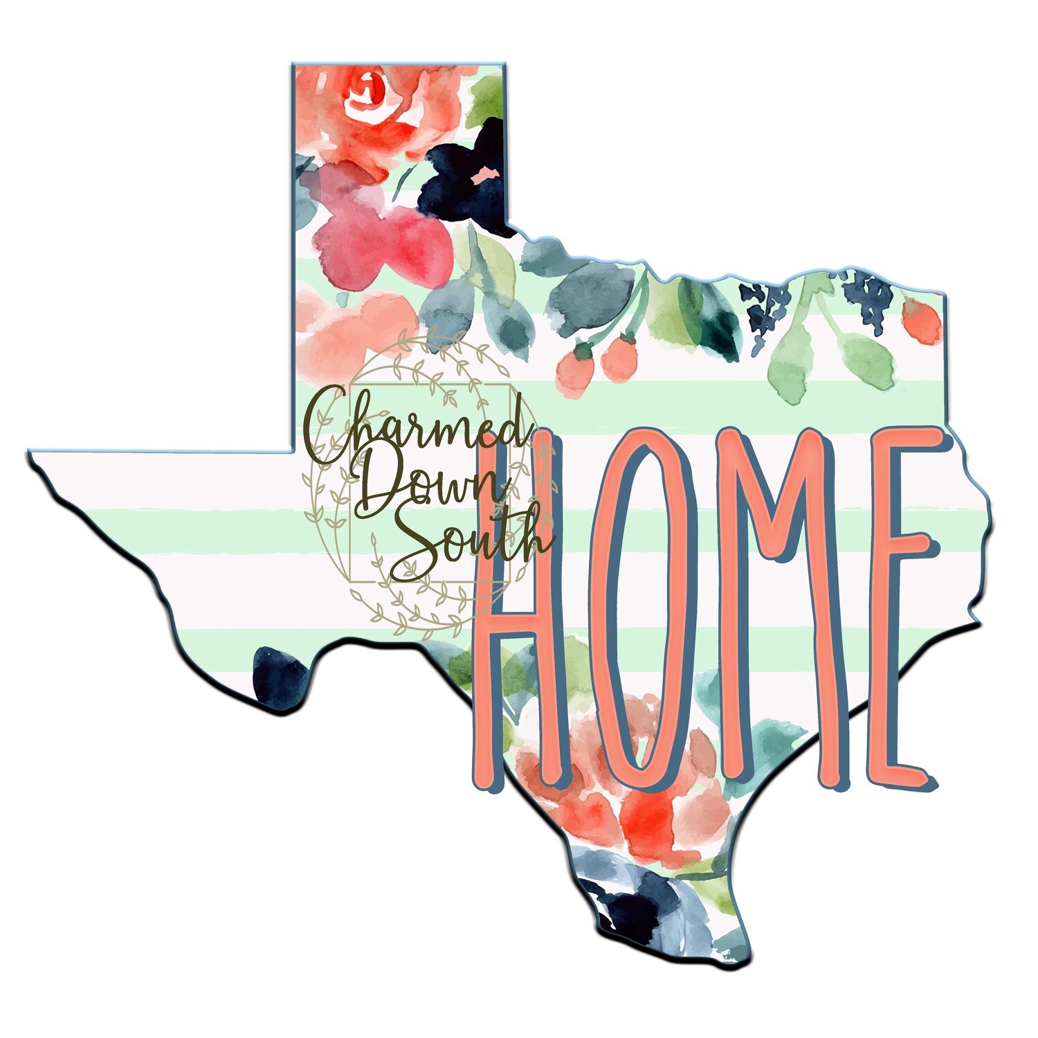 Preppy Floral Texas Home Digital Design