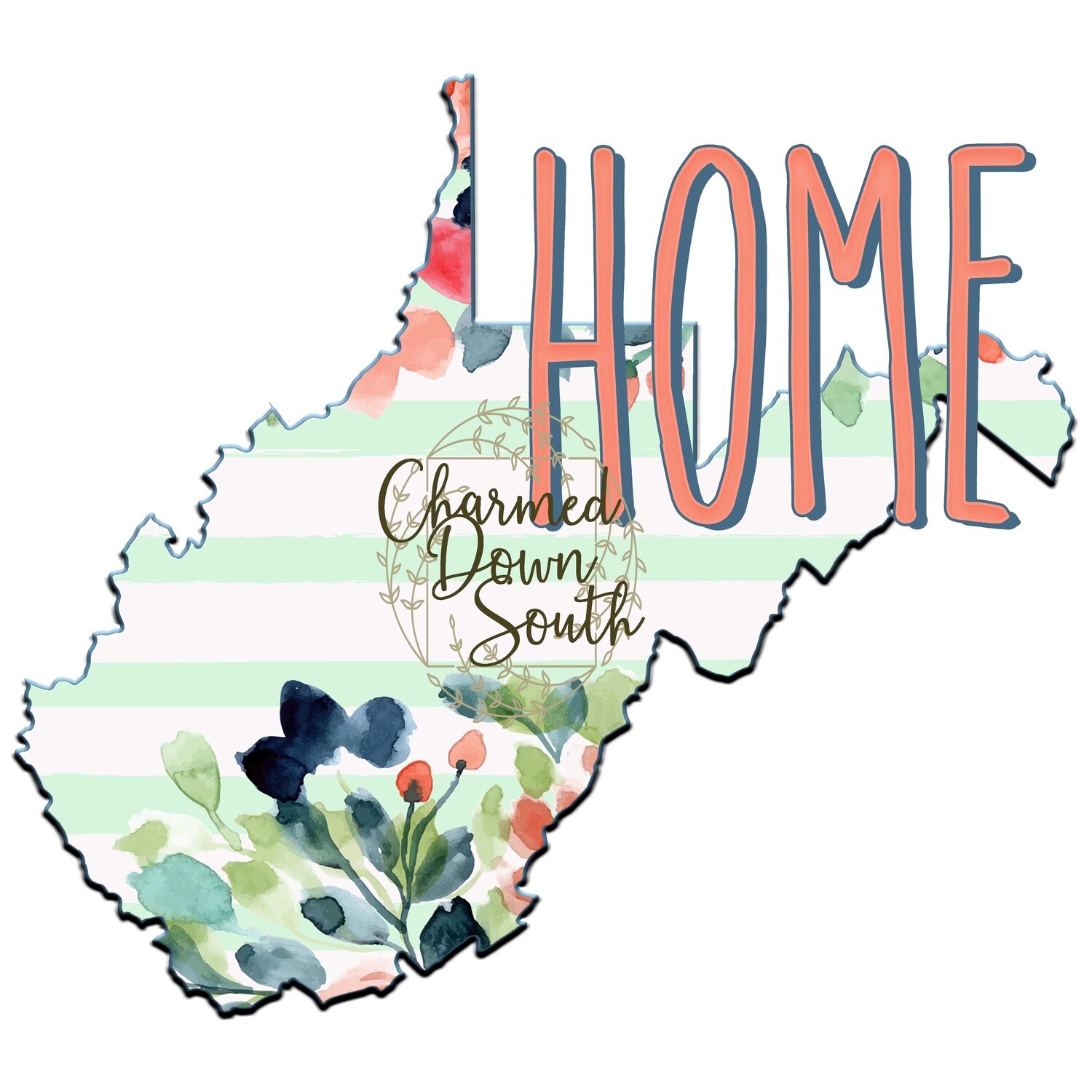 Preppy Floral West Virginia Home Digital Design