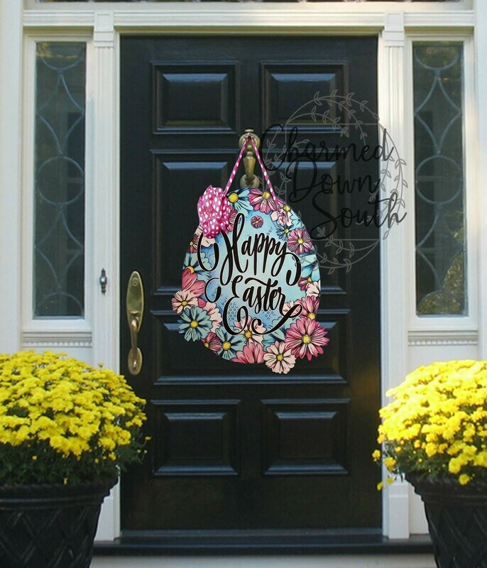 Happy Easter Floral Egg Digital Design