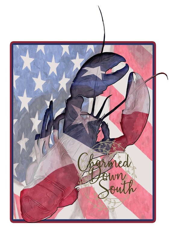 American Flag Lobster Front and Back Digital Design