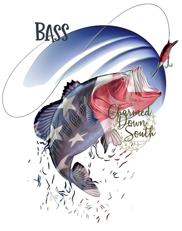 American Flag Large Mouth Bass Front and Back Digital Design