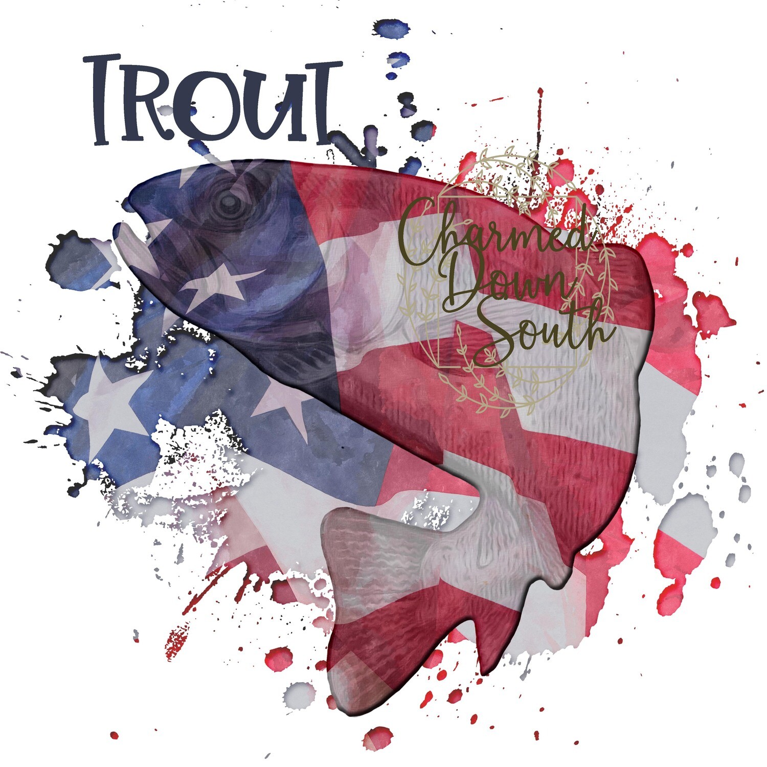 American Flag Trout Front and Back Digital Design