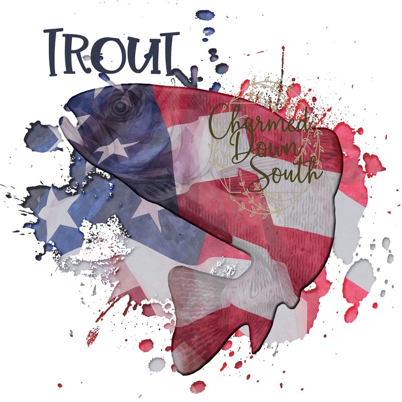 American Flag Trout Front and Back Digital Design