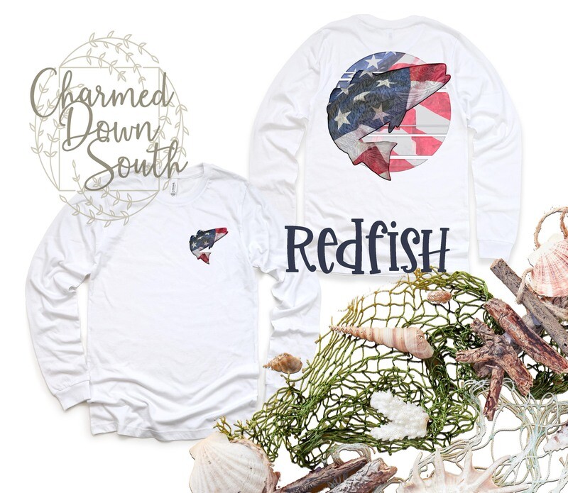 American Flag Red Fish Front and Back Digital Design