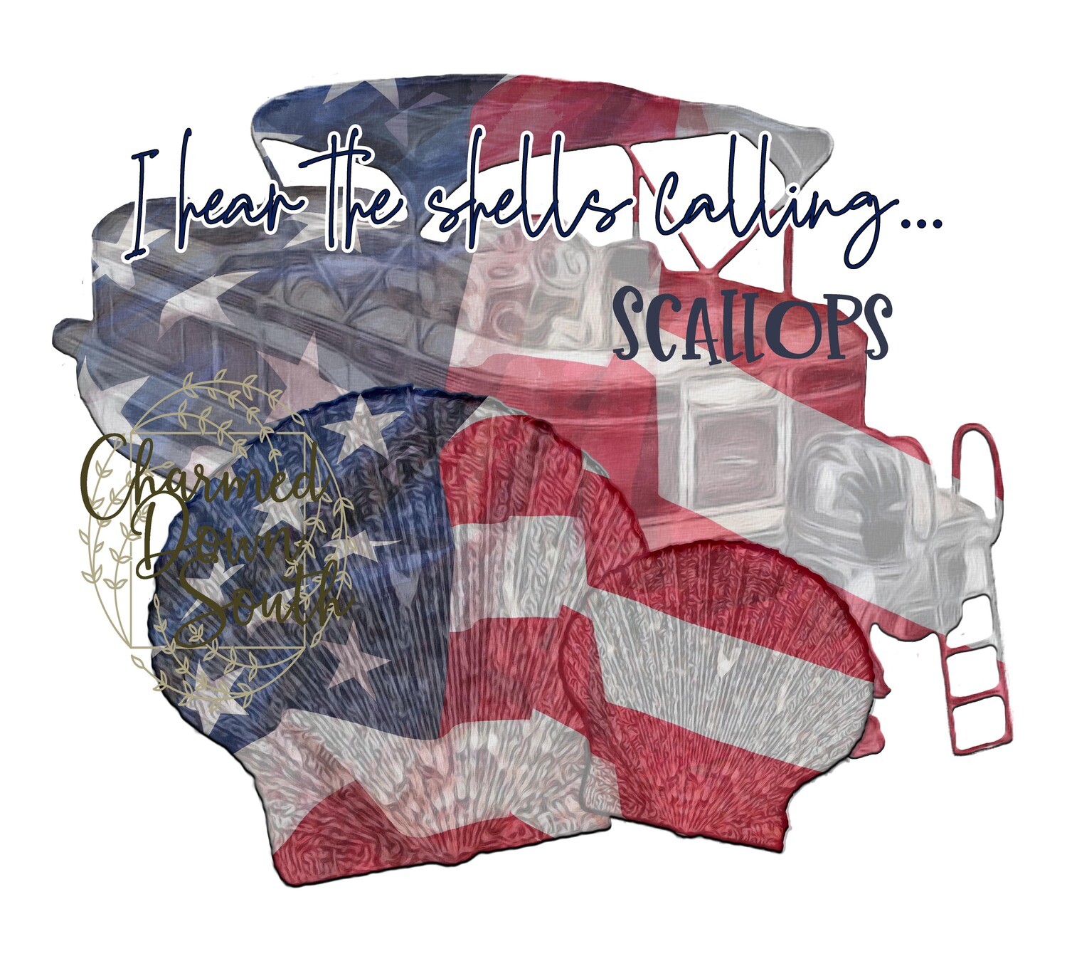 American Flag Scallops Front and Back Digital Design