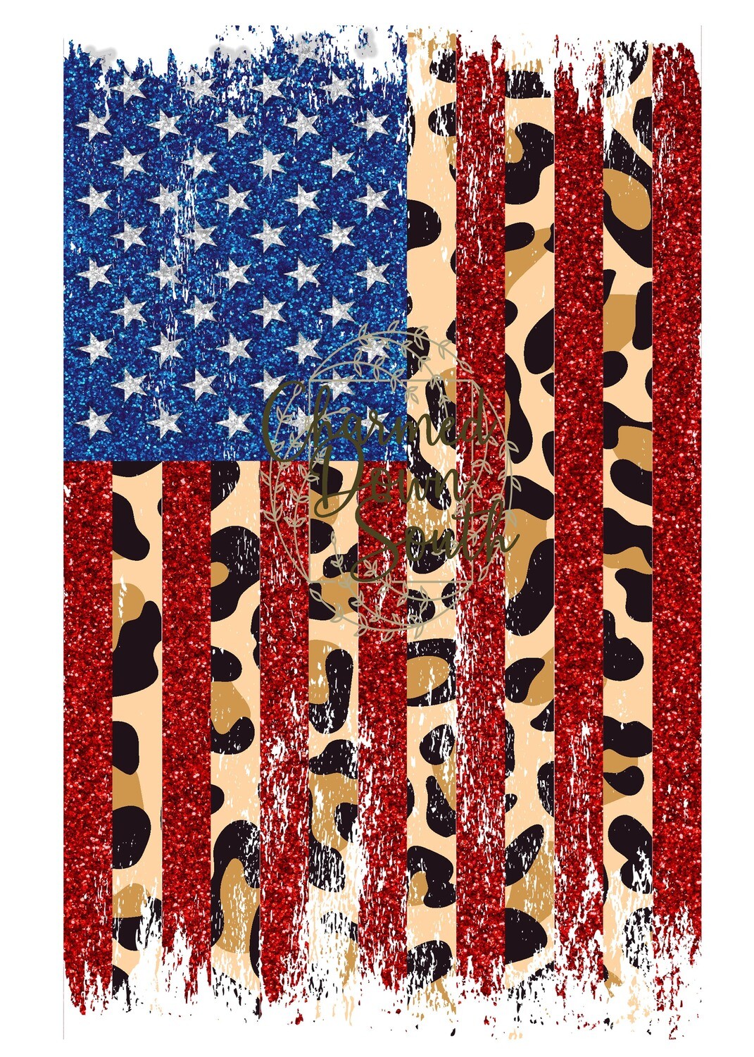 American Flag Leopard Glitter Digital Design