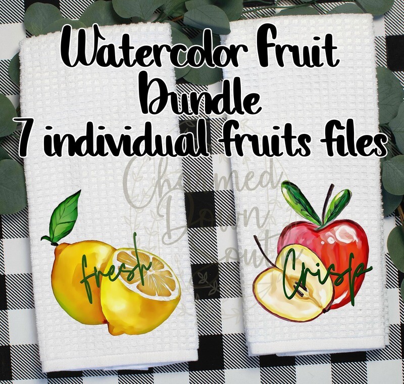 Watercolor Fruit Digital Design Bundle 7 files