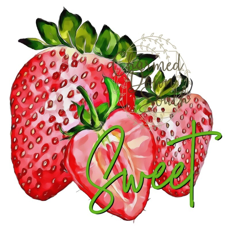 Watercolor Strawberries with and without text Digital Design 2 files