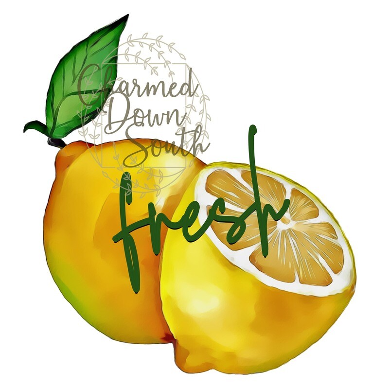 Watercolor Lemon with and without text Digital Design 2 files